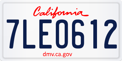CA license plate 7LEO612