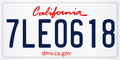 CA license plate 7LEO618