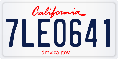 CA license plate 7LEO641