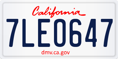 CA license plate 7LEO647