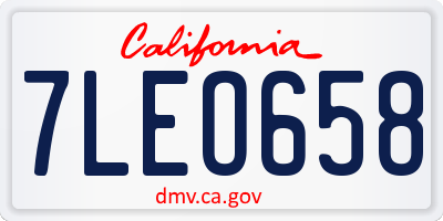 CA license plate 7LEO658