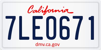 CA license plate 7LEO671