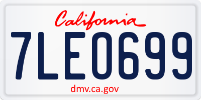 CA license plate 7LEO699