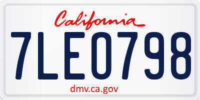 CA license plate 7LEO798