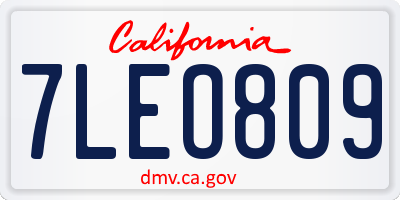 CA license plate 7LEO809