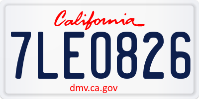 CA license plate 7LEO826
