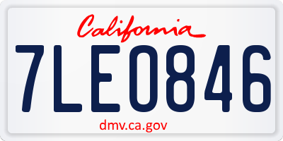 CA license plate 7LEO846