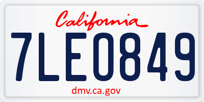 CA license plate 7LEO849