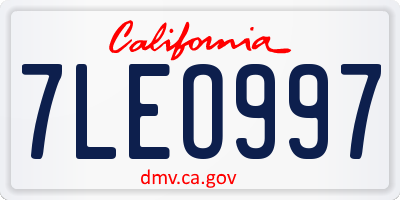 CA license plate 7LEO997