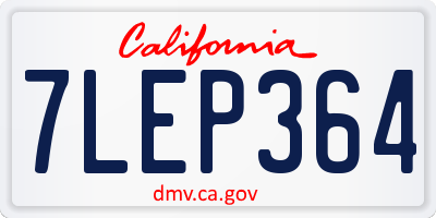 CA license plate 7LEP364