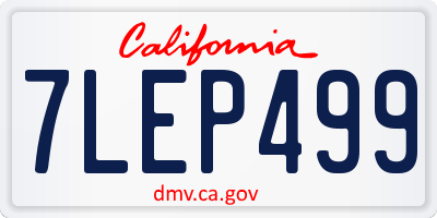 CA license plate 7LEP499