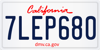 CA license plate 7LEP680