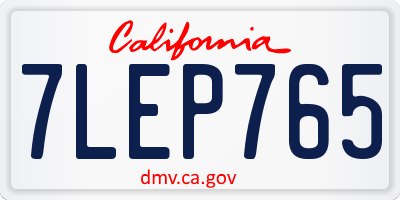CA license plate 7LEP765