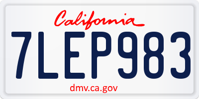 CA license plate 7LEP983