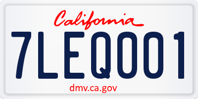 CA license plate 7LEQ001