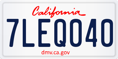 CA license plate 7LEQ040