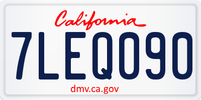 CA license plate 7LEQ090