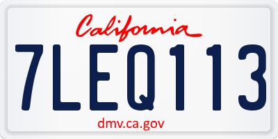 CA license plate 7LEQ113
