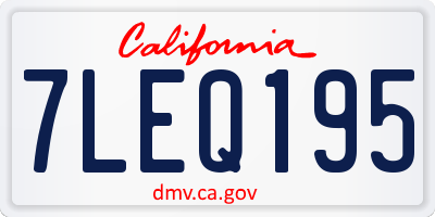 CA license plate 7LEQ195