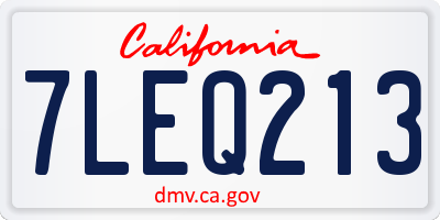 CA license plate 7LEQ213