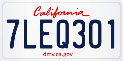 CA license plate 7LEQ301