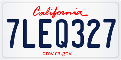 CA license plate 7LEQ327