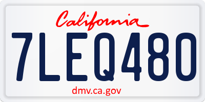 CA license plate 7LEQ480
