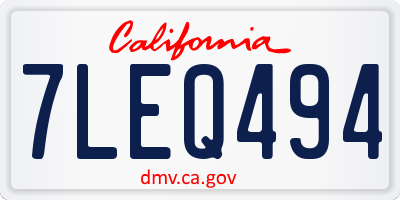 CA license plate 7LEQ494