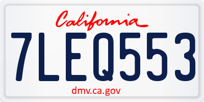CA license plate 7LEQ553