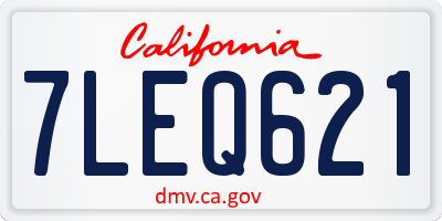 CA license plate 7LEQ621