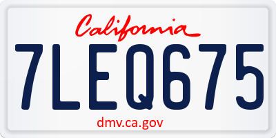 CA license plate 7LEQ675