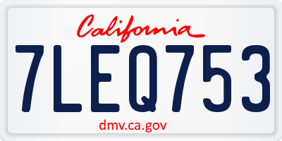 CA license plate 7LEQ753