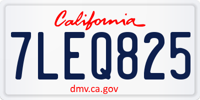 CA license plate 7LEQ825