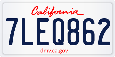 CA license plate 7LEQ862