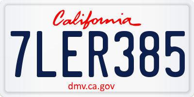 CA license plate 7LER385