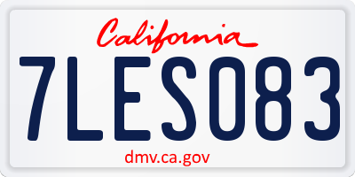 CA license plate 7LES083