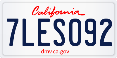 CA license plate 7LES092