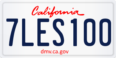 CA license plate 7LES100