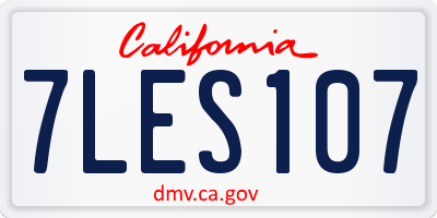 CA license plate 7LES107