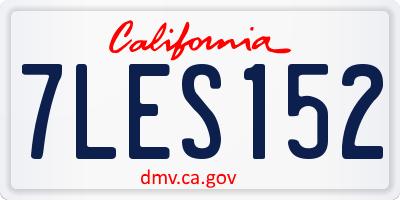 CA license plate 7LES152