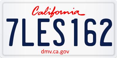 CA license plate 7LES162