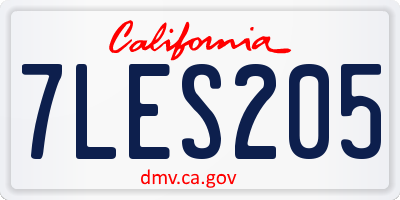 CA license plate 7LES205