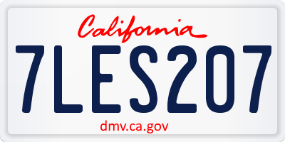 CA license plate 7LES207