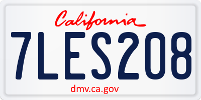 CA license plate 7LES208