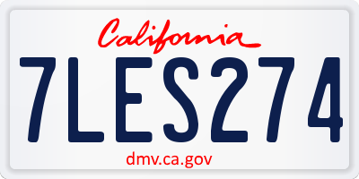 CA license plate 7LES274