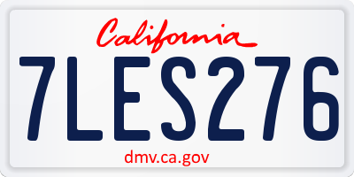 CA license plate 7LES276