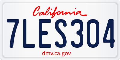 CA license plate 7LES304