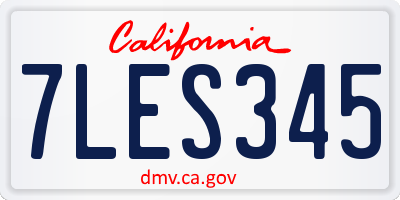 CA license plate 7LES345