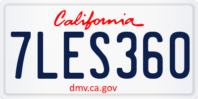 CA license plate 7LES360