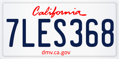 CA license plate 7LES368
